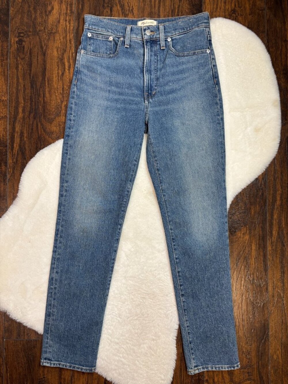 Madewell Perfect Vintage Jeans 27 Tapered Medium Wash High-Rise Stretch Blue